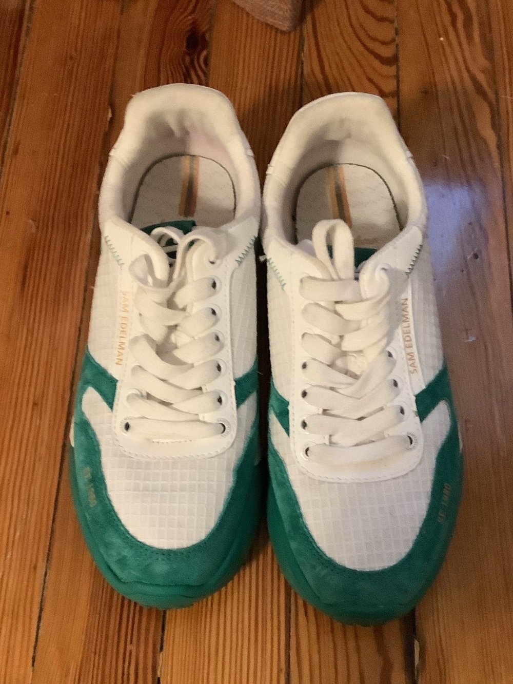 White and Teal Women’s  Athletic Sneakers